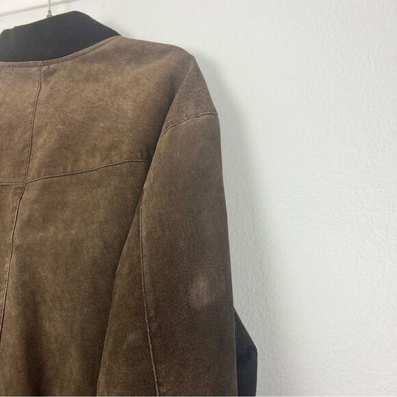 Vintage | Mens Brown Leather Bomber Jacket Suede by Pacific XL - Picture 8 of 11